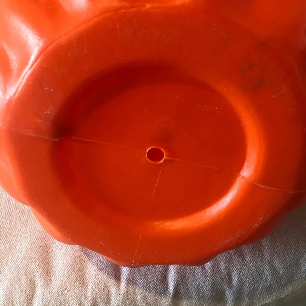 Vintage Lighted Halloween Blow Mold Happy Pumpkin Gourd Yellow Eyes 21” Tall